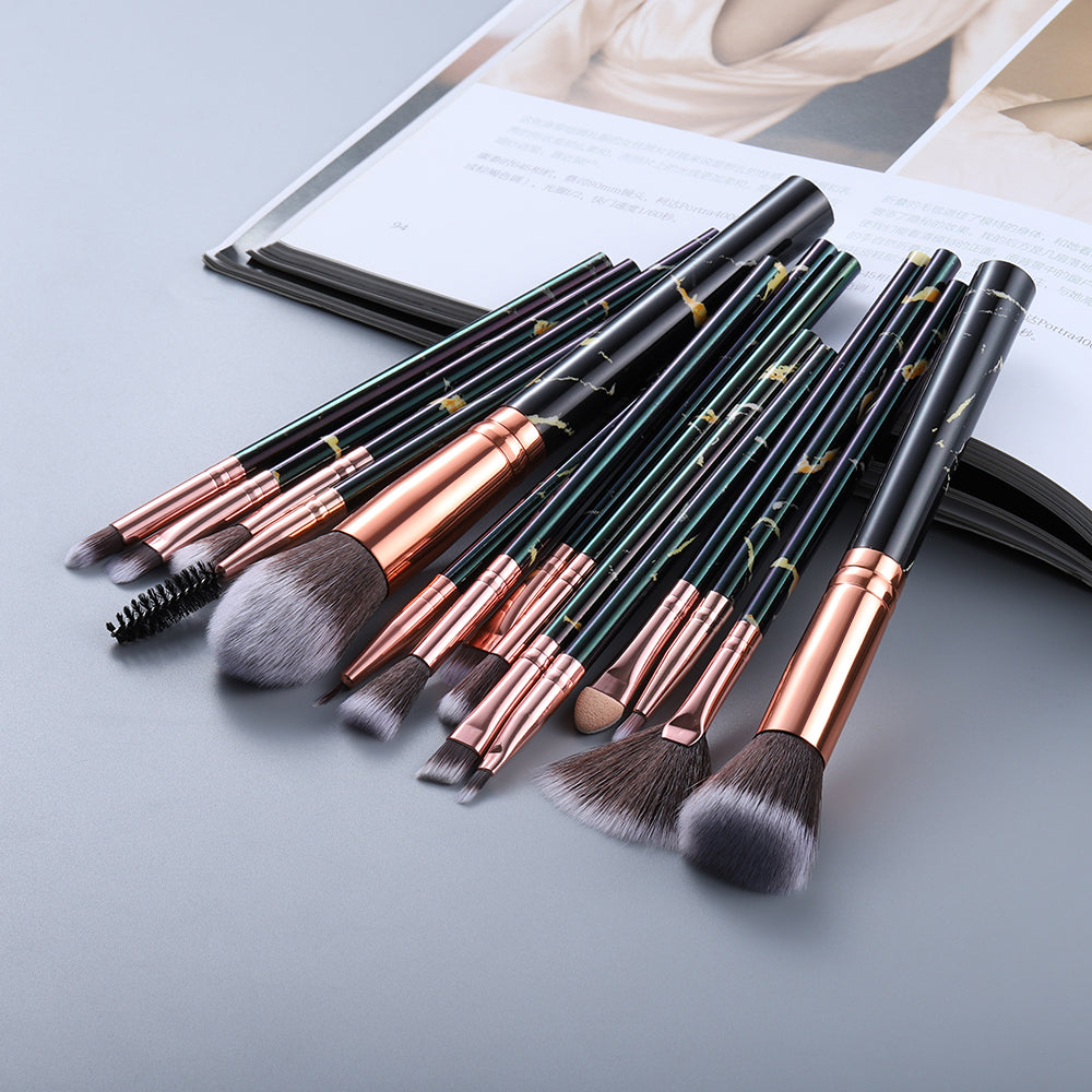 15 Marbled Design Makeup Brushes Set 15 Marbled Design Makeup Brushes Set